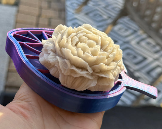 Blatt & Blüte Set: Violette Seifenschale mit Blüten-Seife